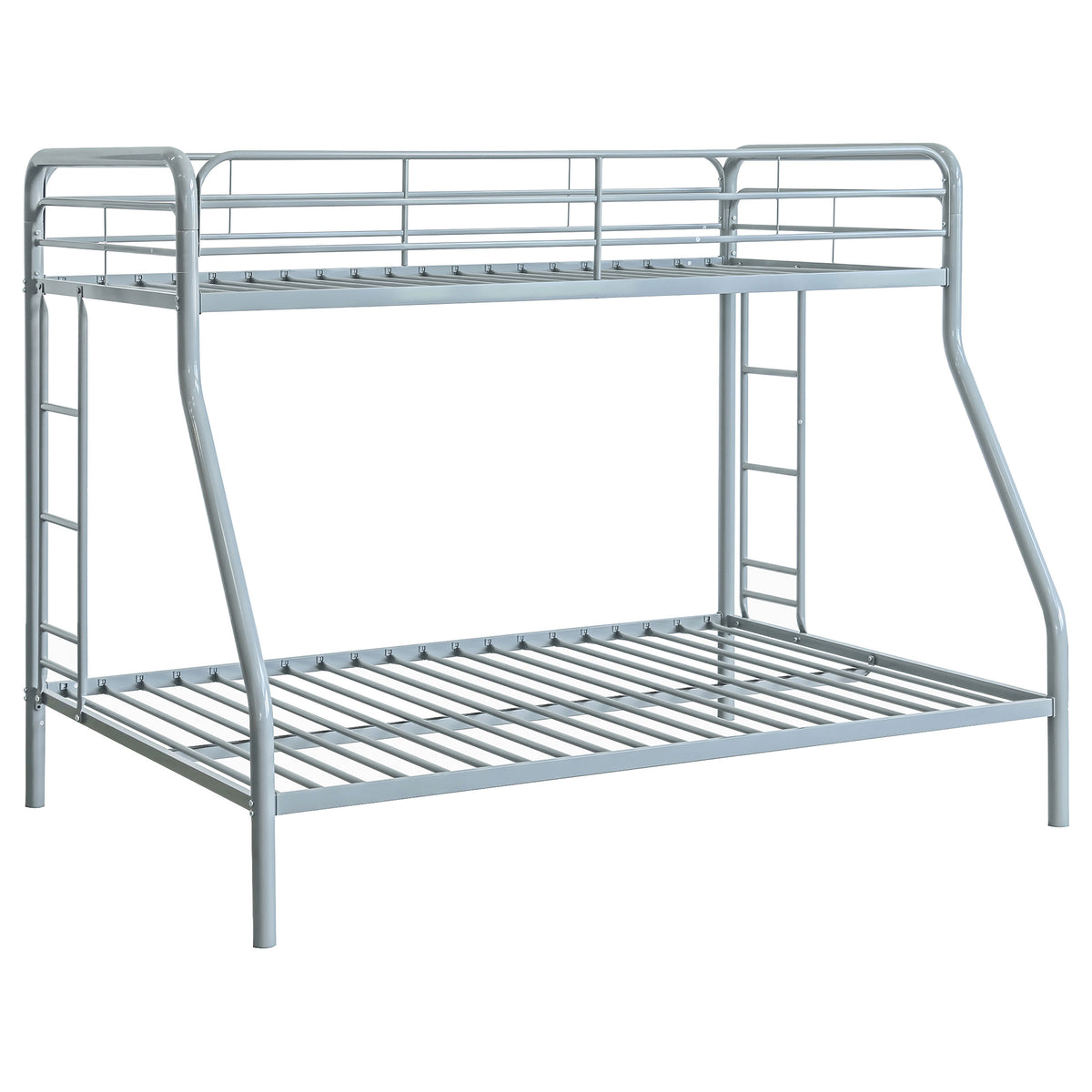 Carson Metal Twin over Full Bunk Bed with Guardrails & Ladders - Glossy Silver