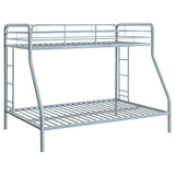 Carson Metal Twin over Full Bunk Bed with Guardrails & Ladders - Glossy Silver