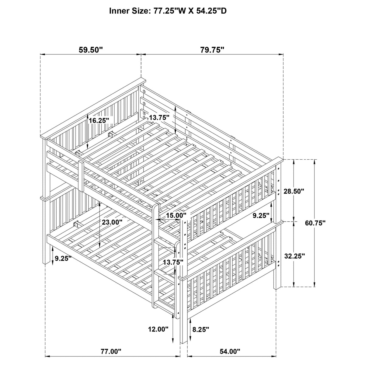 Chapman Full over Full Solid Pine Bunk Bed with Ladder & Guardrail - Black, Separates into 2 Beds – view 4