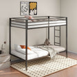 Alevera Metal Twin over Twin Bunk Bed with Ladder & Guardrail - Matte Black or Matte White – view 1