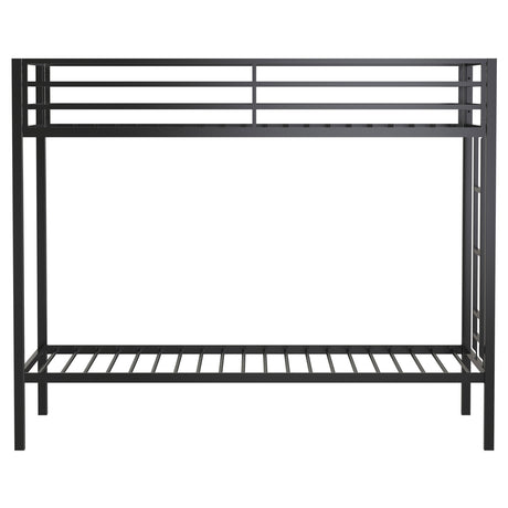 Alevera Metal Twin over Twin Bunk Bed with Ladder & Guardrail - Matte Black or Matte White – view 5