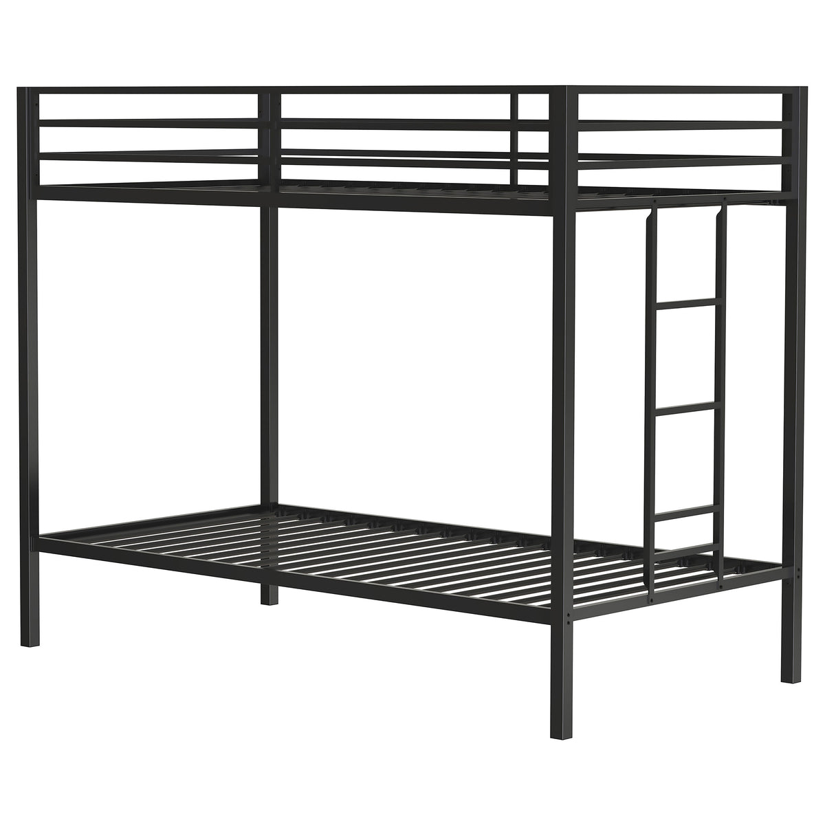 Alevera Metal Twin over Twin Bunk Bed with Ladder & Guardrail - Matte Black or Matte White – view 6