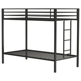 Alevera Metal Twin over Twin Bunk Bed with Ladder & Guardrail - Matte Black or Matte White – view 6