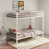 Alevera Metal Twin over Twin Bunk Bed with Ladder & Guardrail - Matte Black or Matte White – view 9