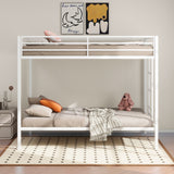 Alevera Metal Twin over Twin Bunk Bed with Ladder & Guardrail - Matte Black or Matte White – view 10