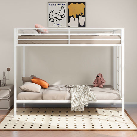 Alevera Metal Twin over Twin Bunk Bed with Ladder & Guardrail - Matte Black or Matte White – view 10