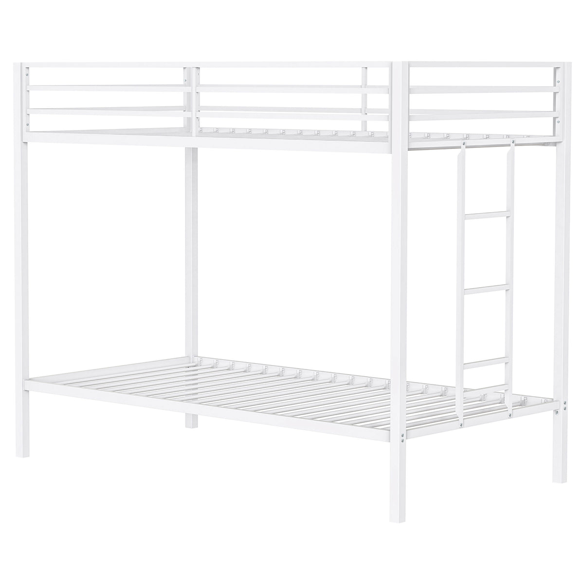 Alevera Metal Twin over Twin Bunk Bed with Ladder & Guardrail - Matte Black or Matte White – view 12