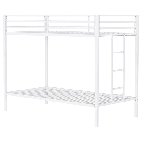 Alevera Metal Twin over Twin Bunk Bed with Ladder & Guardrail - Matte Black or Matte White – view 12