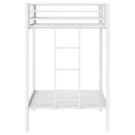 Alevera Metal Twin over Twin Bunk Bed with Ladder & Guardrail - Matte Black or Matte White – view 13