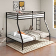 Alevera Metal Twin Over Full Bunk Bed with Ladder & Guardrails - Matte Black or Matte White Steel – view 1