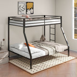 Alevera Metal Twin Over Full Bunk Bed with Ladder & Guardrails - Matte Black or Matte White Steel – view 1