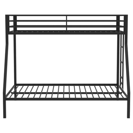 Alevera Metal Twin Over Full Bunk Bed with Ladder & Guardrails - Matte Black or Matte White Steel – view 6