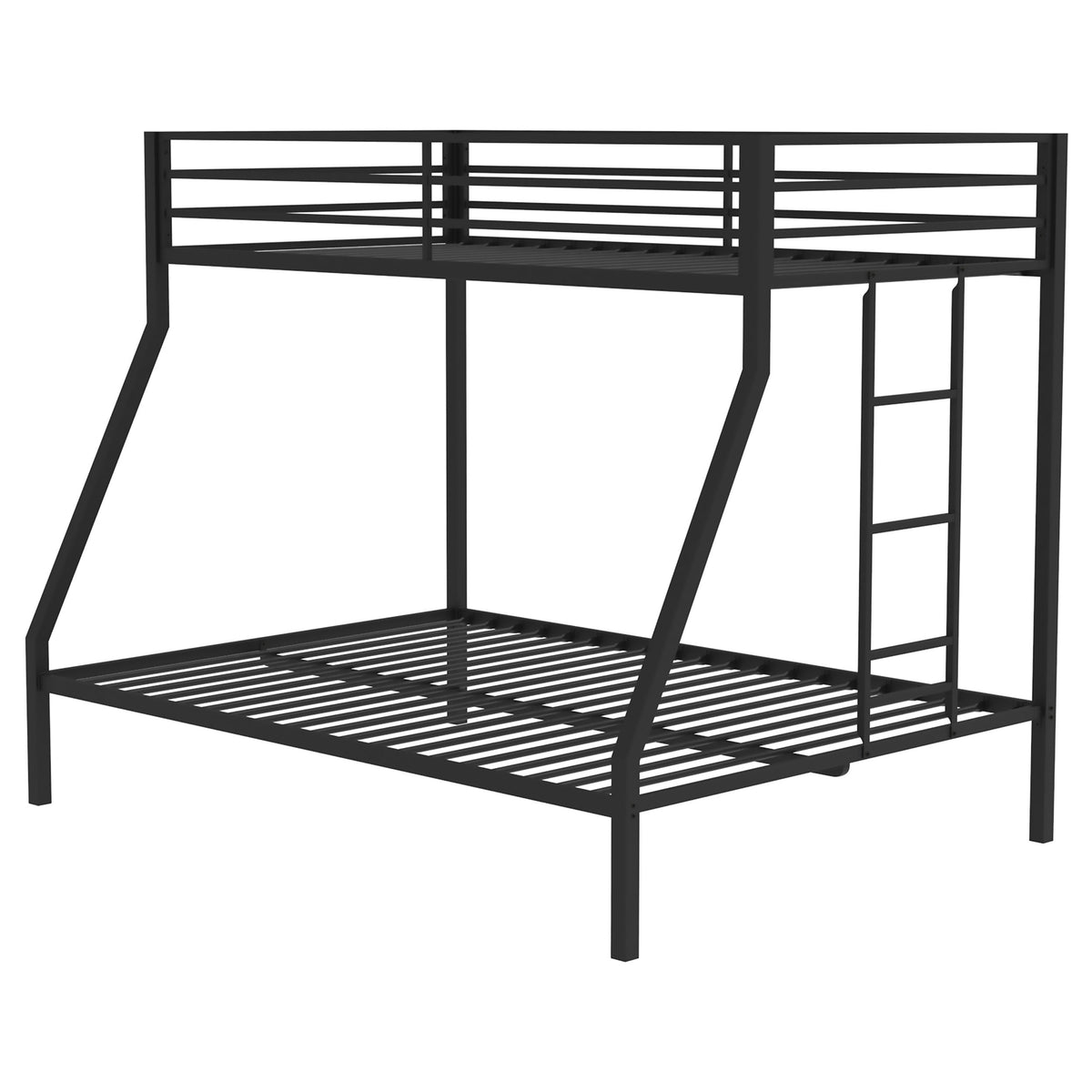 Alevera Metal Twin Over Full Bunk Bed with Ladder & Guardrails - Matte Black or Matte White Steel – view 7