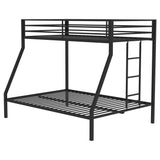 Alevera Metal Twin Over Full Bunk Bed with Ladder & Guardrails - Matte Black or Matte White Steel – view 7