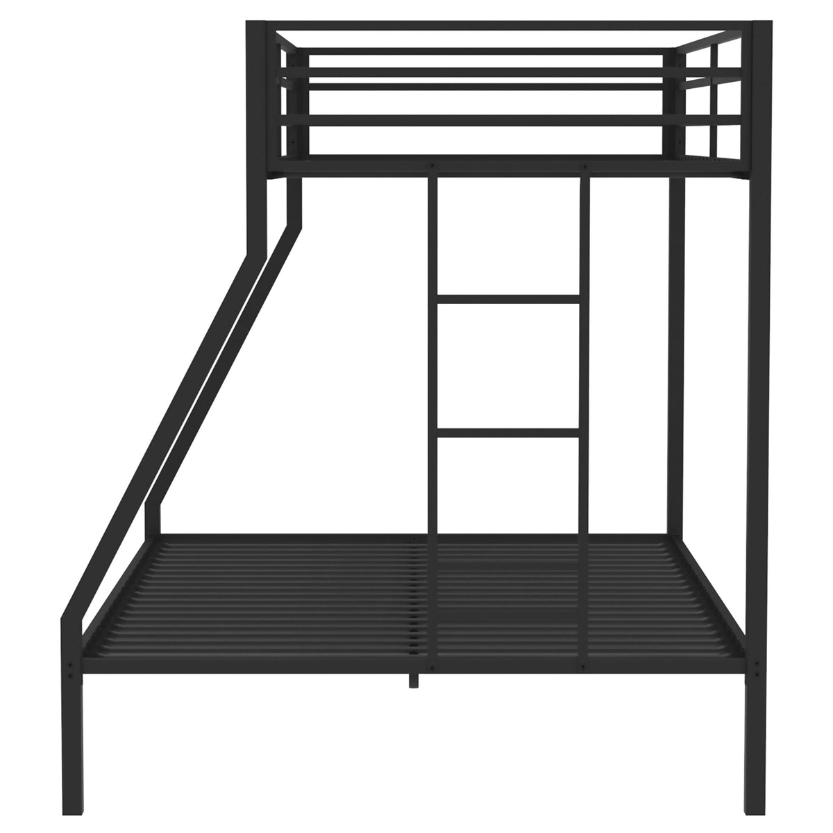 Alevera Metal Twin Over Full Bunk Bed with Ladder & Guardrails - Matte Black or Matte White Steel – view 8