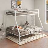 Alevera Metal Twin Over Full Bunk Bed with Ladder & Guardrails - Matte Black or Matte White Steel – view 2