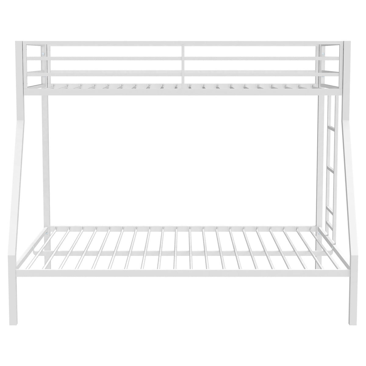 Alevera Metal Twin Over Full Bunk Bed with Ladder & Guardrails - Matte Black or Matte White Steel – view 12