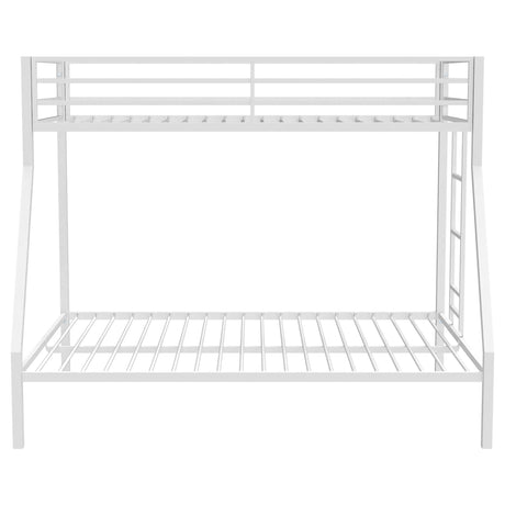 Alevera Metal Twin Over Full Bunk Bed with Ladder & Guardrails - Matte Black or Matte White Steel – view 12