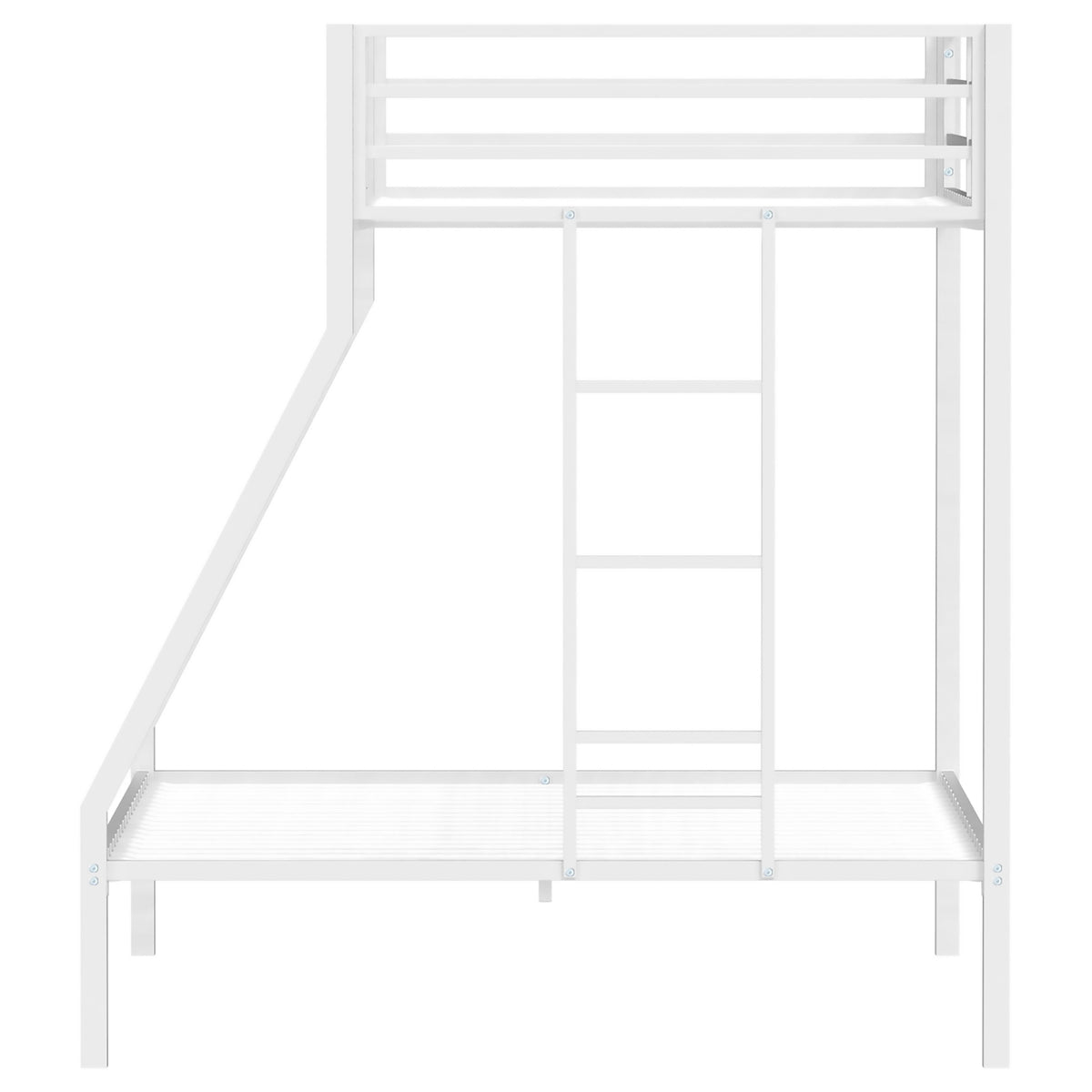 Alevera Metal Twin Over Full Bunk Bed with Ladder & Guardrails - Matte Black or Matte White Steel – view 14