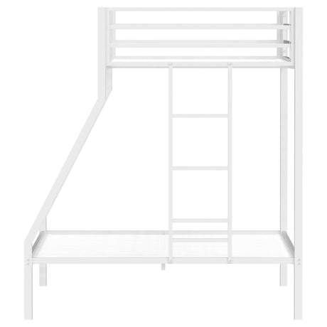 Alevera Metal Twin Over Full Bunk Bed with Ladder & Guardrails - Matte Black or Matte White Steel – view 14