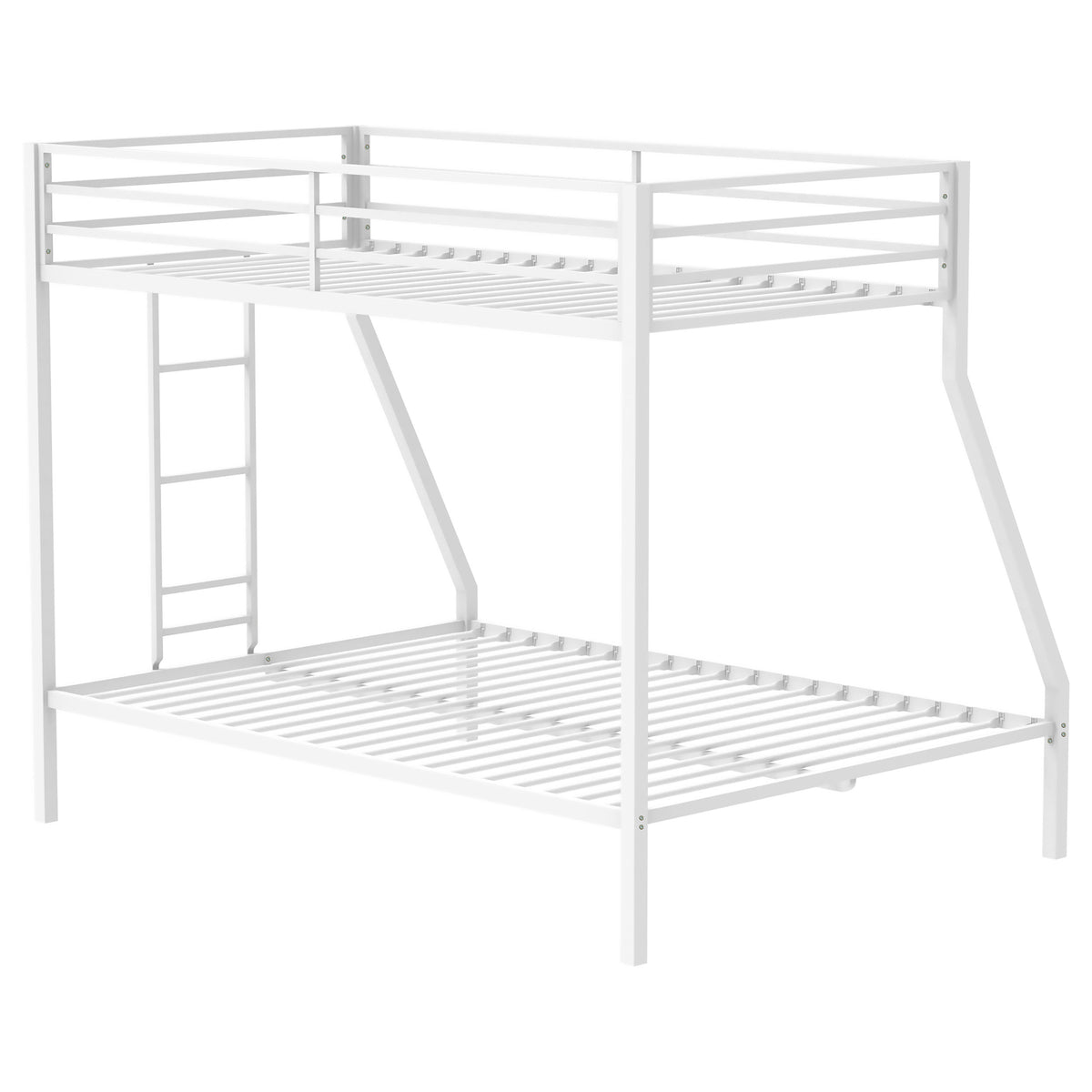 Alevera Metal Twin Over Full Bunk Bed with Ladder & Guardrails - Matte Black or Matte White Steel – view 15