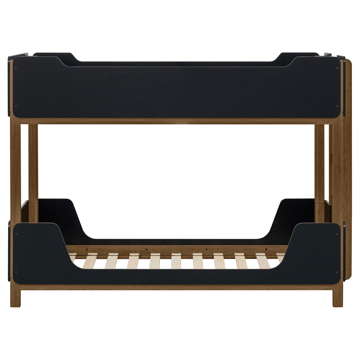 Morris Twin Over Twin Bunk Bed - Convertible Wood Frame with Panel Guardrails in Walnut & Black – view 4