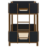Morris Twin Over Twin Bunk Bed - Convertible Wood Frame with Panel Guardrails in Walnut & Black – view 6