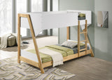 Wyatt Twin over Twin Bunk Bed - Two-Tone White & Natural Wood with Ladder – view 1