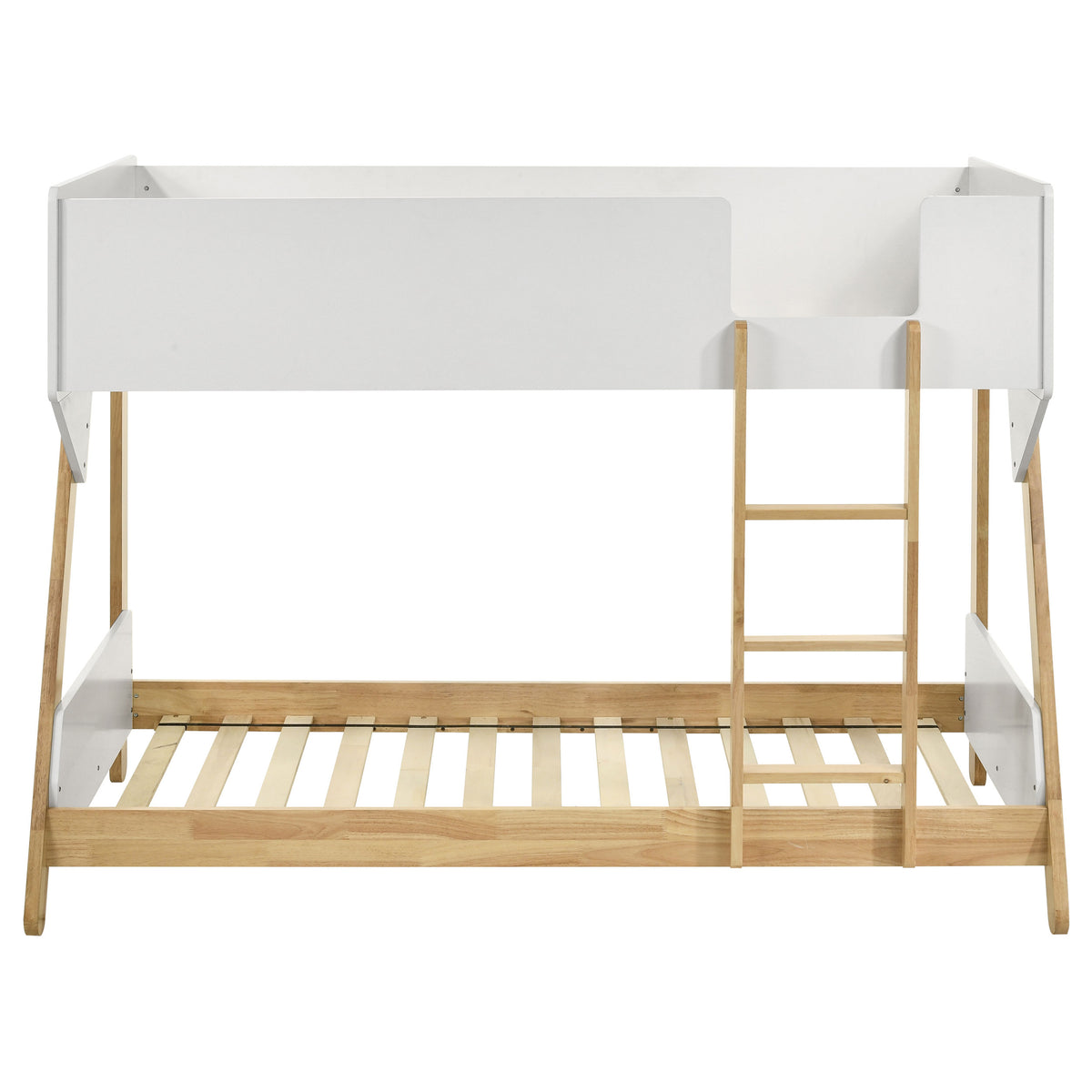 Wyatt Twin over Twin Bunk Bed - Two-Tone White & Natural Wood with Ladder – view 4