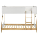 Wyatt Twin over Twin Bunk Bed - Two-Tone White & Natural Wood with Ladder – view 4