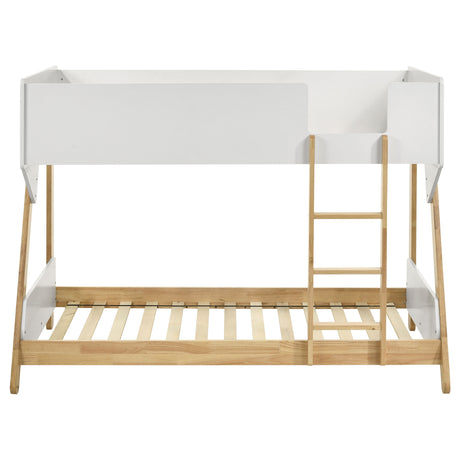 Wyatt Twin over Twin Bunk Bed - Two-Tone White & Natural Wood with Ladder – view 4