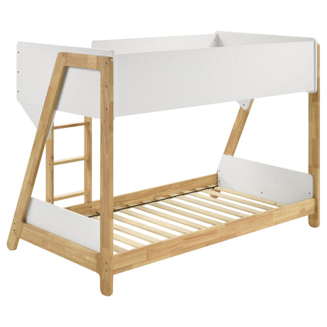 Wyatt Twin over Twin Bunk Bed - Two-Tone White & Natural Wood with Ladder – view 5