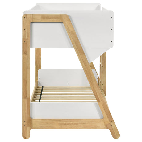 Wyatt Twin over Twin Bunk Bed - Two-Tone White & Natural Wood with Ladder – view 6