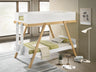 Frankie Twin Over Twin Bunk Bed - Trestle-Style Two-Tone Wood in White or Blue & Natural, Optional Mattresses – view 1