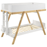 Frankie Twin Over Twin Bunk Bed - White & Natural, Bunk Bed Only