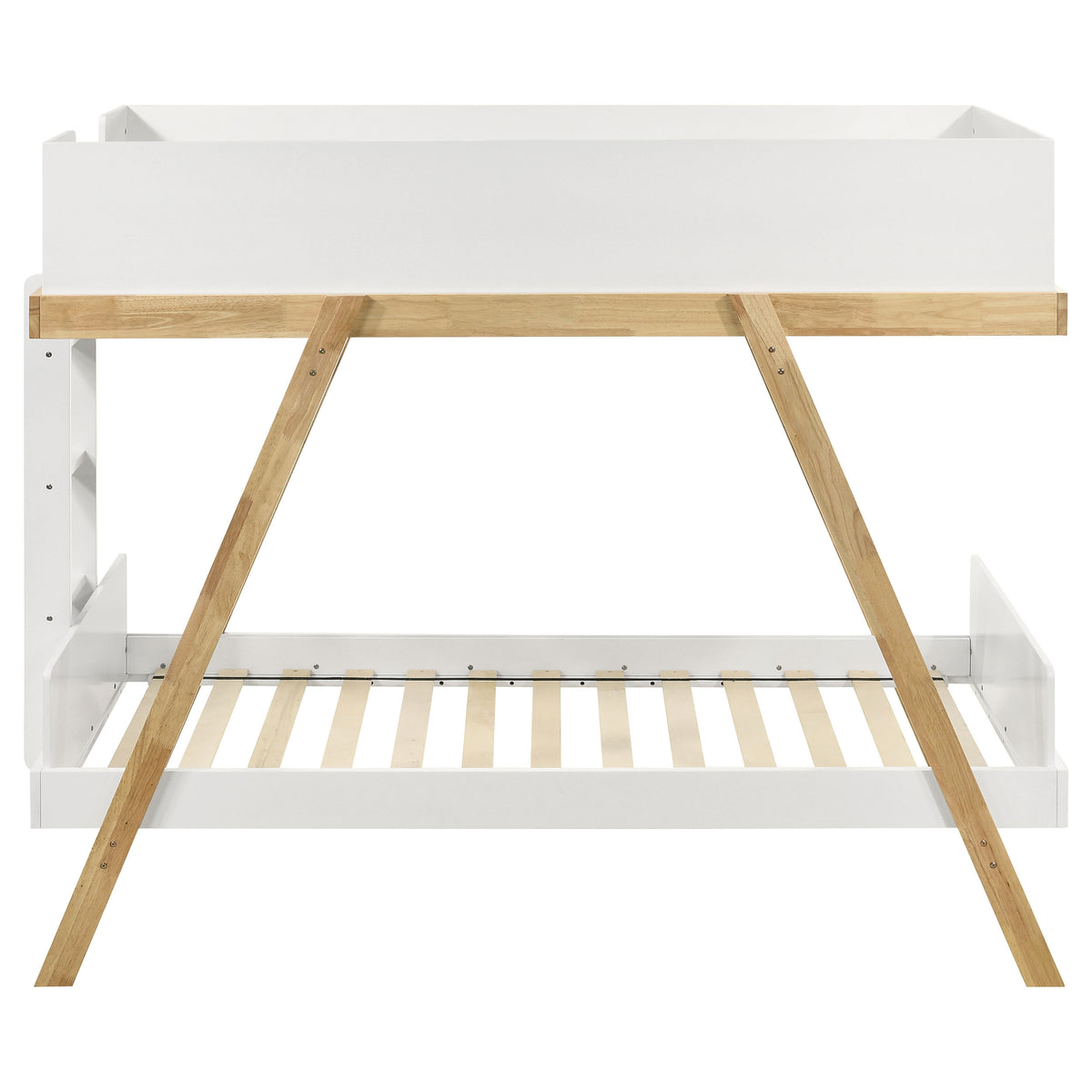 Frankie Twin Over Twin Bunk Bed - Trestle-Style Two-Tone Wood in White or Blue & Natural, Optional Mattresses – view 9