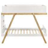 Frankie Twin Over Twin Bunk Bed - Trestle-Style Two-Tone Wood in White or Blue & Natural, Optional Mattresses – view 9