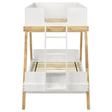 Frankie Twin Over Twin Bunk Bed - Trestle-Style Two-Tone Wood in White or Blue & Natural, Optional Mattresses – view 10