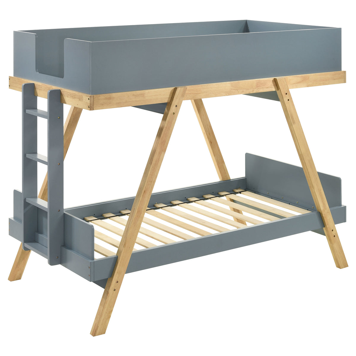 Frankie Twin Over Twin Bunk Bed - Blue & Natural, Bunk Bed Only