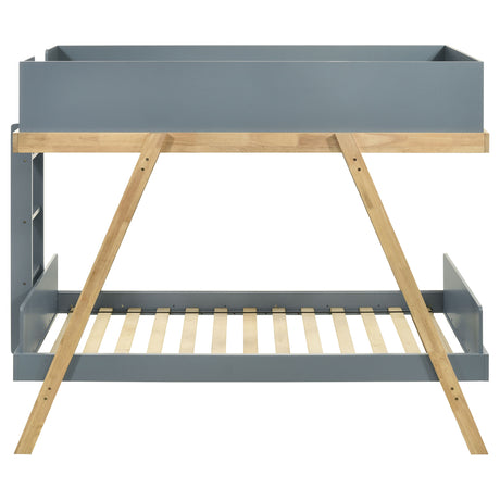 Frankie Twin Over Twin Bunk Bed - Trestle-Style Two-Tone Wood in White or Blue & Natural, Optional Mattresses – view 19