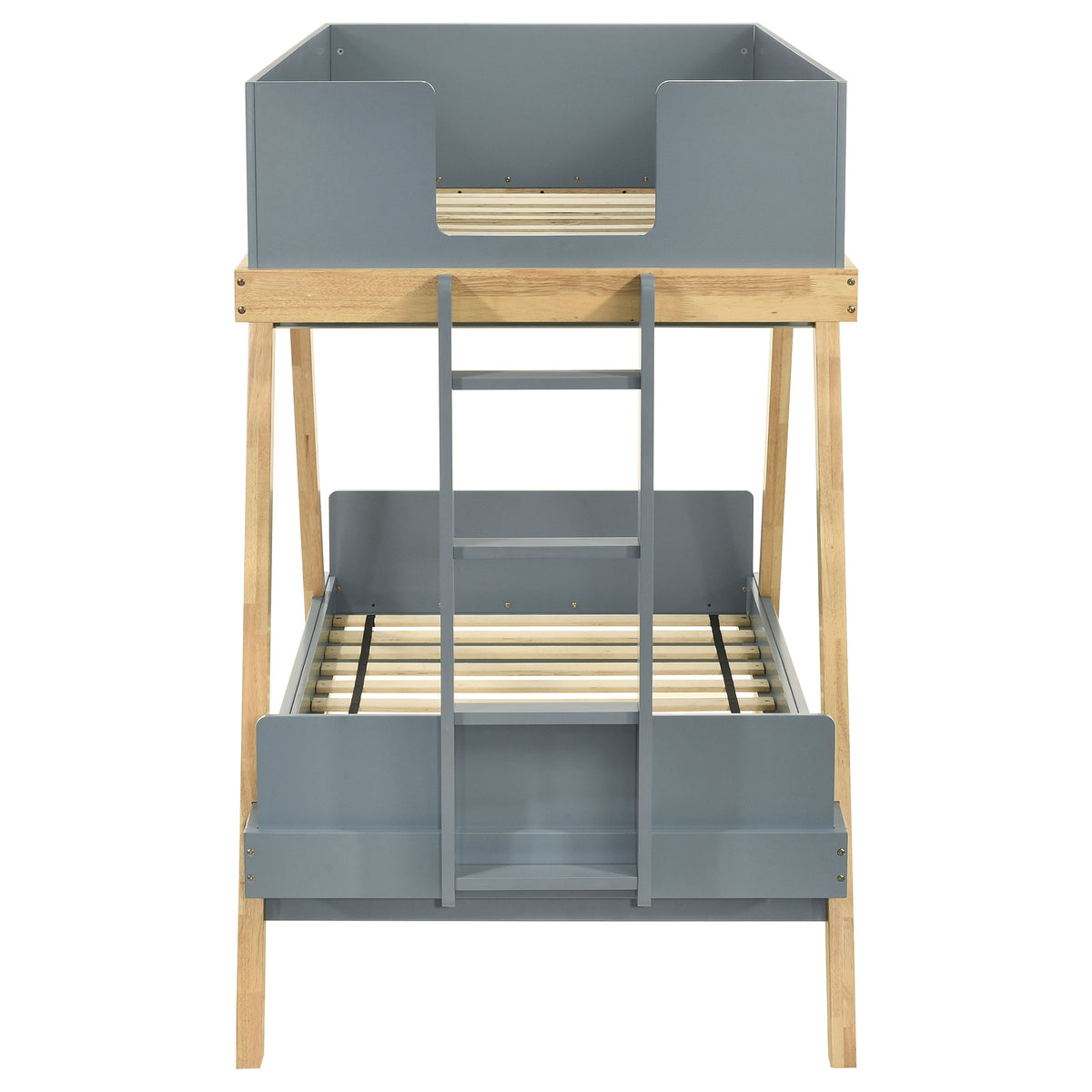 Frankie Twin Over Twin Bunk Bed - Trestle-Style Two-Tone Wood in White or Blue & Natural, Optional Mattresses – view 20