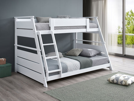 Holden Twin over Full Wood Bunk Bed with Reversible Ladder - Walnut or White, No Box Spring Needed – view 2
