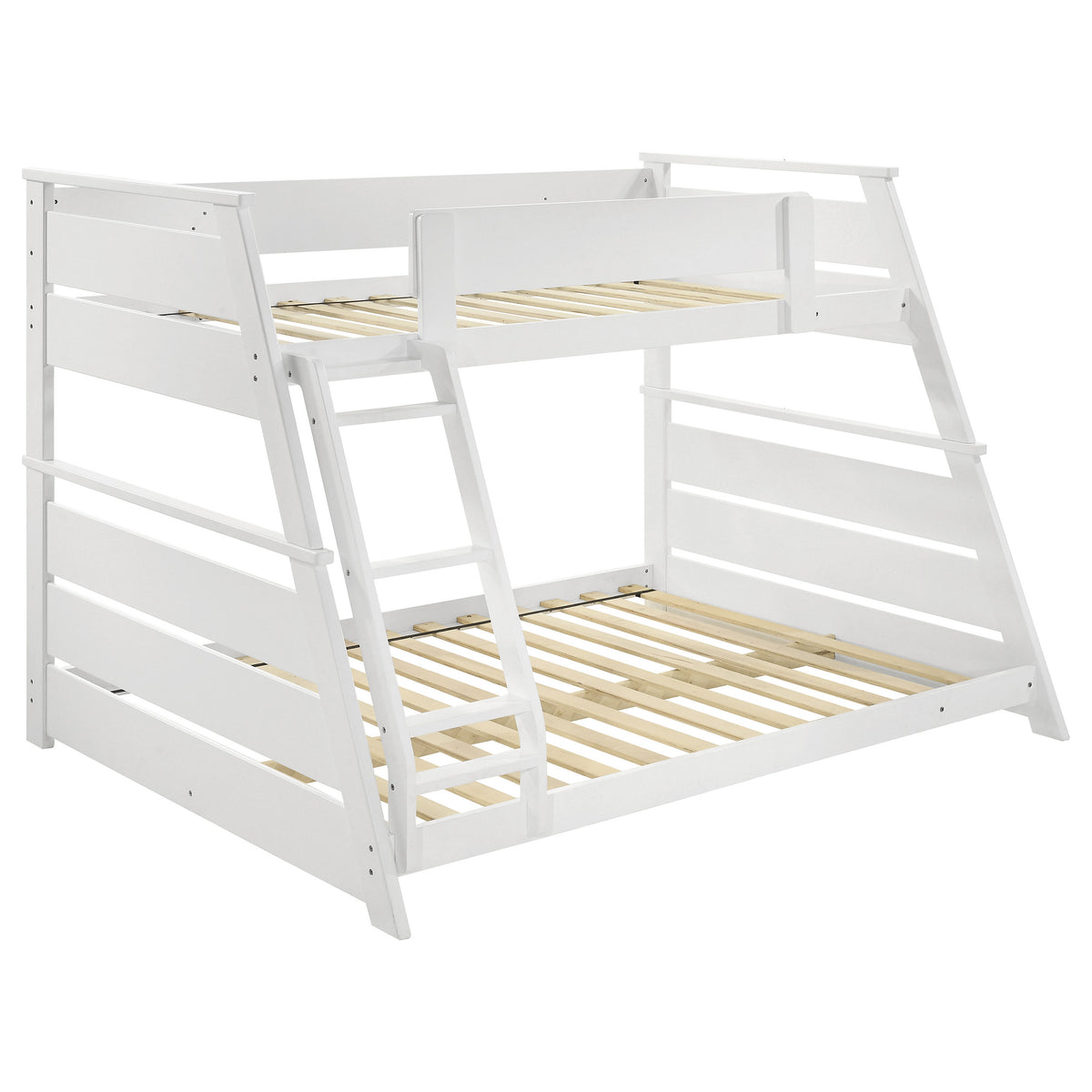 Holden Twin over Full Wood Bunk Bed with Reversible Ladder - White