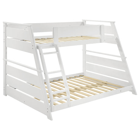 Holden Twin over Full Wood Bunk Bed with Reversible Ladder - White
