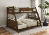Holden Twin over Full Wood Bunk Bed with Reversible Ladder - Walnut or White, No Box Spring Needed – view 1