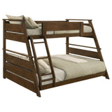 Holden Twin over Full Wood Bunk Bed with Reversible Ladder - Walnut or White, No Box Spring Needed – view 6