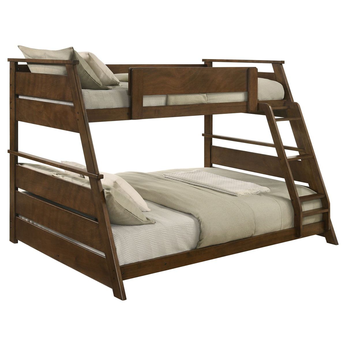 Holden Twin over Full Wood Bunk Bed with Reversible Ladder - Walnut or White, No Box Spring Needed – view 7