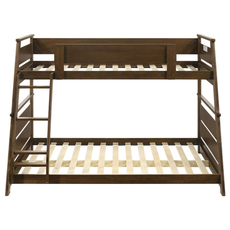 Holden Twin over Full Wood Bunk Bed with Reversible Ladder - Walnut or White, No Box Spring Needed – view 8