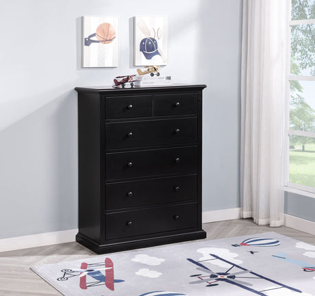 Sumerlin 6-Drawer Chest - Transitional Bedroom Storage with Round Knobs in Black, Cappuccino, Brown or White – view 1