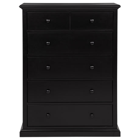 Sumerlin 6-Drawer Chest - Transitional Bedroom Storage with Round Knobs in Black, Cappuccino, Brown or White – view 7
